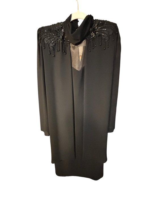 Ursula of Switzerland Dresses & Skirts - Ursula of Switzerland Black Beaded Fringe Midi Dress